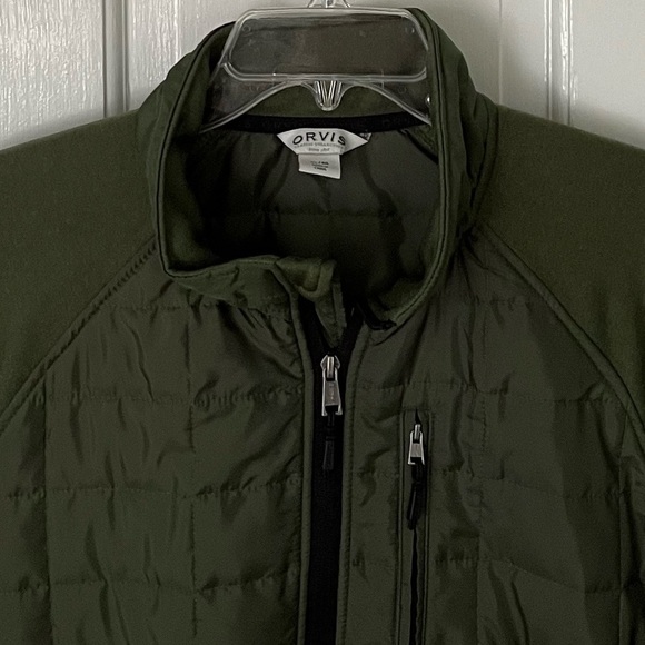 Orvis Quilted Snowbird Full Zip Jacket Lightweight Olive Green Mixed Media Sz XL - Picture 4 of 13